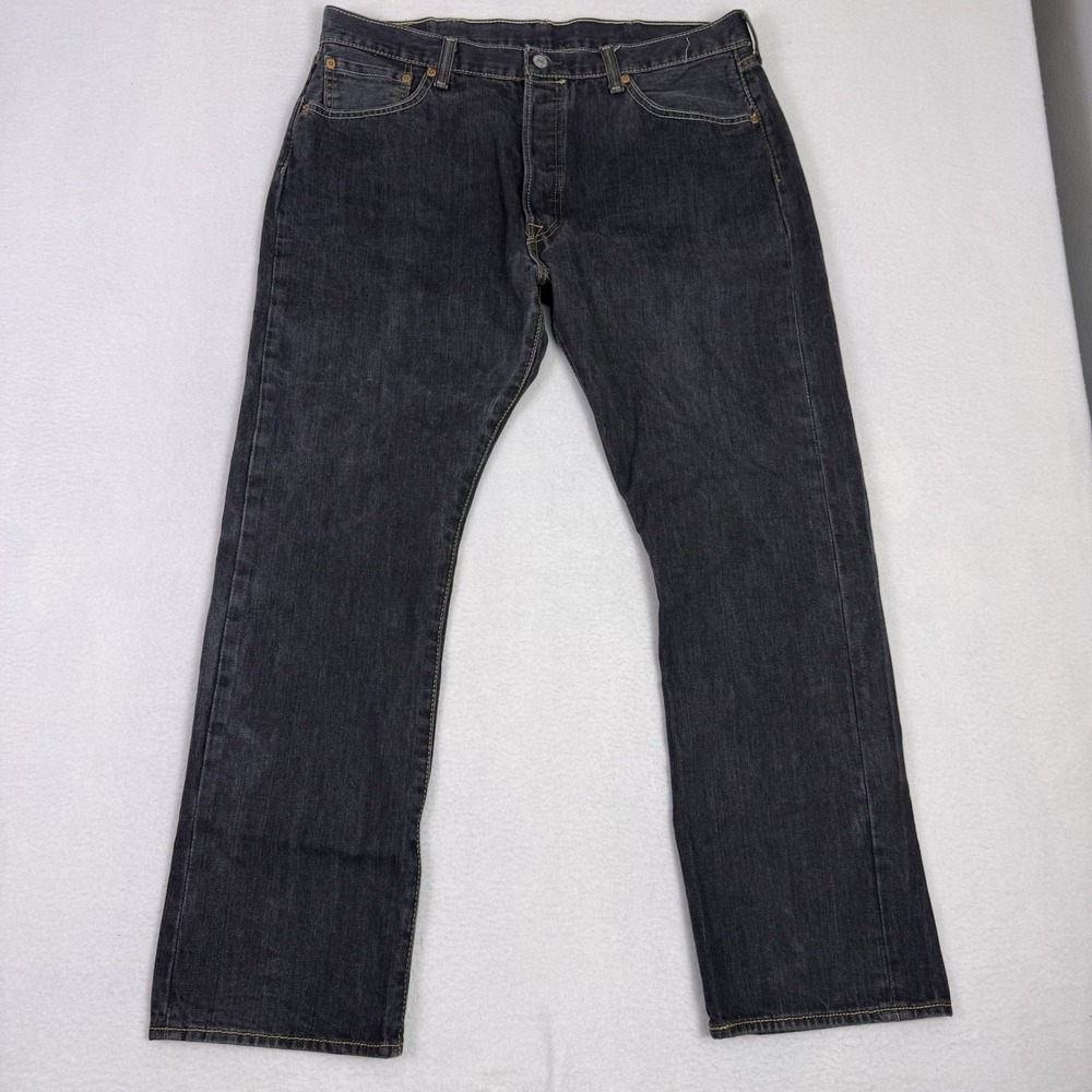 Levi's 501 Original Fit Jeans Mens 36x30 Faded Black Denim Straight Button Fly